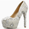 Women's Wedding Shoes Decorative Heel Wedding Heels Bridal Shoes With Beading WS0020