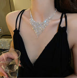 Flash Diamond Tassel Necklace Luxury Dress Accessories Dinner Clavicle Necklace CN14
