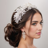 Handmade Crystal Beading Hairband Wedding Headband Luxury Silver Headband CN26