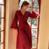 Morning Gown Feather Robe Wedding Bridesmaid Satin Robes for Wedding Party CN41