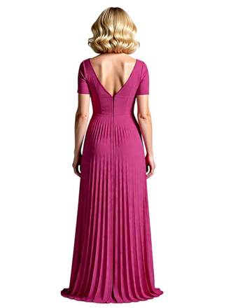 Elegant V-Neck Cap Sleeves Chiffon Mermaid Long Mother of The Bride Dresses