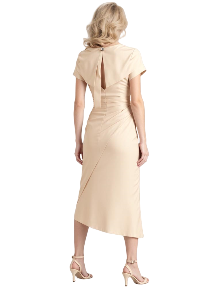 Elegant Cowl Neck Short Sleeves Satin Mermaid Mother Of The Bride Dresses