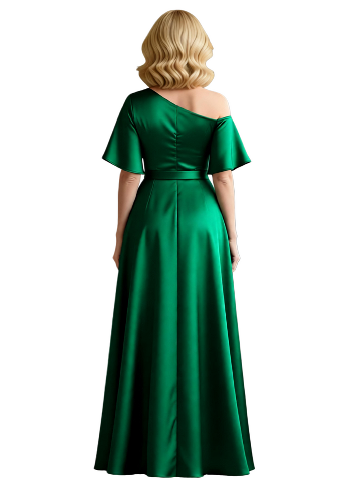 Elegant Short Sleeves Satin A-Line Floor-Length Mother Of The Bride Dresses