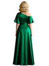Elegant Short Sleeves Satin A-Line Floor-Length Mother Of The Bride Dresses
