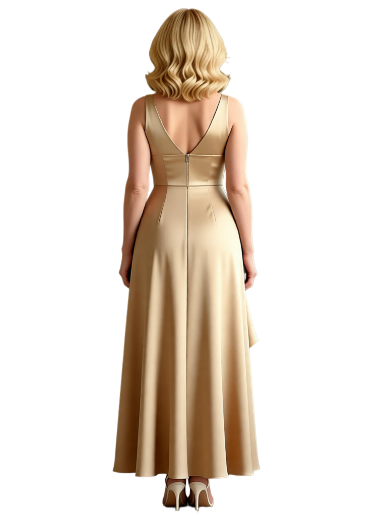 Elegant V-Neck Sleeveless Ruffles Satin A-Line Ankle-Length Mother Of The Bride Dresses