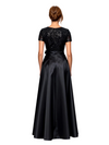 Elegant Short Sleeves Lace Satin Jumpsuit Mother Of The Bride Dresses