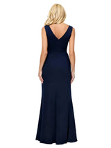 Elegant V-Neck Sleeveless Crepe Mermaid Mother of The Bride Dresses WIth Bow Knot