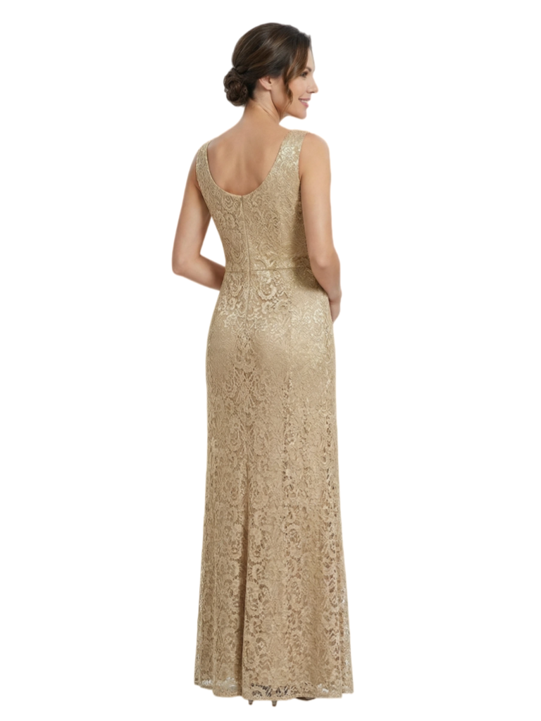 Elegant Square Sleeveless Lace Long Mother of The Bride Dresses