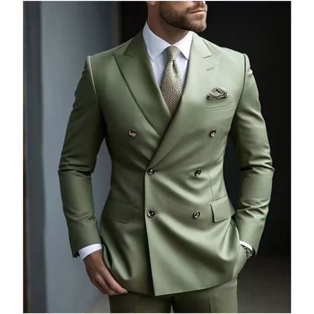 Classic 1 Piece Dusty Sage Men's Suit with Regular Fit and Sophisticated Peak Lapel