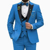 Classic 3 Piece Royal Blue Men's Suit with Regular Fit and Sophisticated Peak Lapel