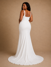 ChicSew Elegant Crepe Square Neck Sleeveless Mermaid Side Slit Long Wedding Dress