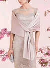 Open Front Crepe Satin Shawl