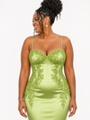 ChicSew Spaghetti Straps Lace Appliques Soft Satin Long Mermaid Bridesmaid Dresses