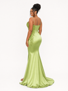 ChicSew Spaghetti Straps Lace Appliques Soft Satin Long Mermaid Bridesmaid Dresses