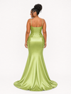 ChicSew Spaghetti Straps Lace Appliques Soft Satin Long Mermaid Bridesmaid Dresses