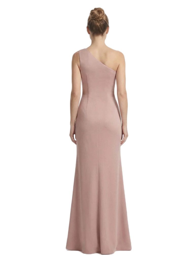 Sexy One Shoulder Satin Mother Of The Groom Dress Side Slit Floral Applique Mermaid Gown