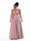 ChicSew Spaghetti Straps A-Line Soft Satin Long Bridesmaid Dresses With Lace Appliques