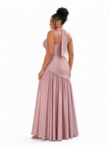 ChicSew Spaghetti Straps A-Line Soft Satin Long Bridesmaid Dresses With Lace Appliques
