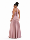 ChicSew Spaghetti Straps A-Line Soft Satin Long Bridesmaid Dresses With Lace Appliques