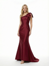 Simple One Shoulder Mermaid Satin Long Evening Prom Dresses