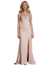 Elegant Illusion Lace Crepe Sleeveless Side Slit Mermaid Mother of the Brides Dresses