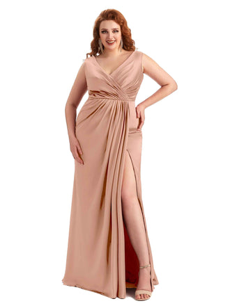 Rose Gold A-line Soft Satin Bridesmaid Dresses