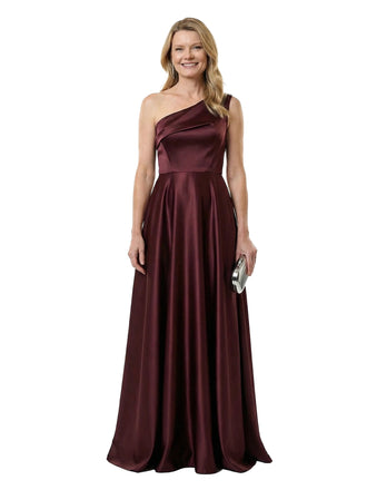 Chicsew Elegant Silky Satin One Shoulder A-Line Maxi Mother of The Groom Dress