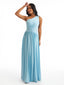 Sexy One Shoulder A-Line Stretchy Jersey Ruched Long Formal Bridesmaid Dresses