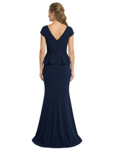 Chicsew Sexy V-neck Cap Sleeves Floor Length Mermaid Mother Of The Groom Dress With Ruffles