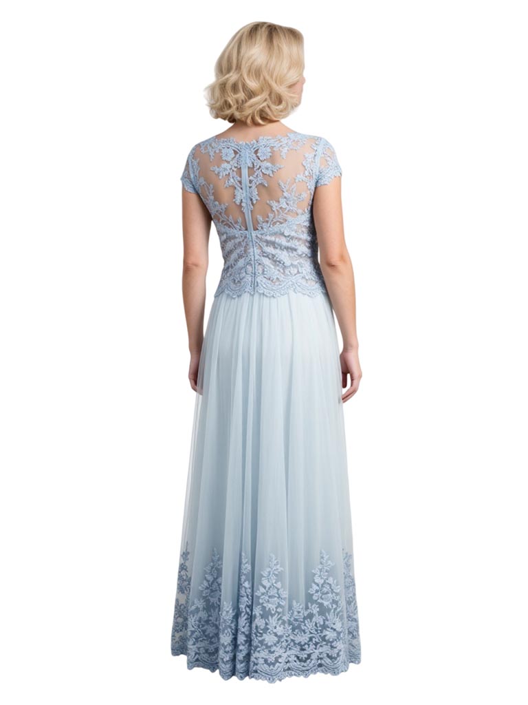 Elegant Chiffon Illusion Cap Sleeves A-line Mother of The Bride Dresses