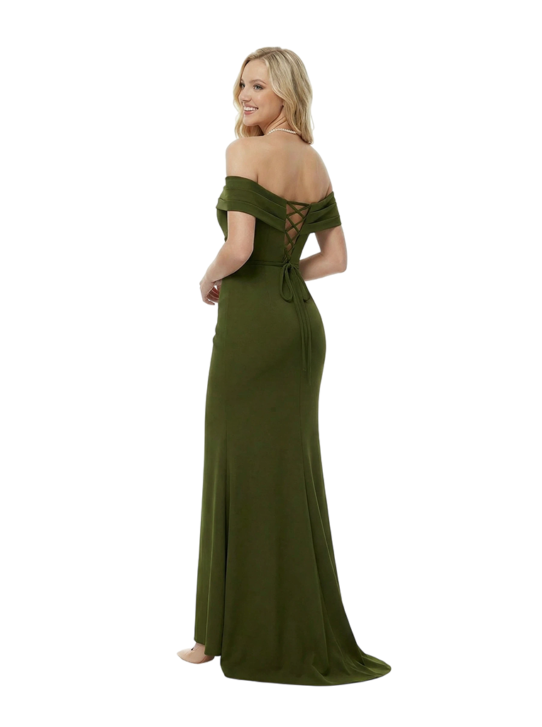 ChicSew Maxi Evening Gown Simple Crepe Off Shoulder Sleeveless Lace Up Back Long Party Prom Dresses, Custom Color(leaving a note)