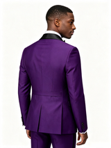 Color Blocking 2 Piece Purple Men's Suit with Regular Fit and Sophisticated Peak Lapel