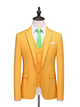 Gold Classic 3 Piece Men's Suit with Regular Fit and Sophisticated Peak Lapel CN478