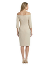 Chicsew Off Shoulder Long Sleeve Sheath Midi Length Short Crepe Classy Mother Of The Bride And Groom Dresses