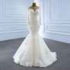 ChicSew Sparkly Mermaid Illusion Ball Gown Wedding Dress With Overskirt