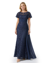 ChicSew Jewel Short Sleeves Lace Mermaid Floor Length Chiffon Elegant Mother Of The Bride Dresses