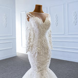 ChicSew Sparkly Mermaid Illusion Ball Gown Wedding Dress With Overskirt