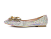 Women's Wedding Shoes Shiny Bow Colorful Pointed Toe Flat Bridal Shoes,H21