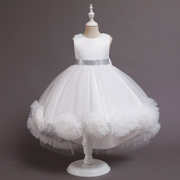 Flower Girls Dress Formal with Roses A-line Tulle Princess Gown for Wedding Kids Guest Dress