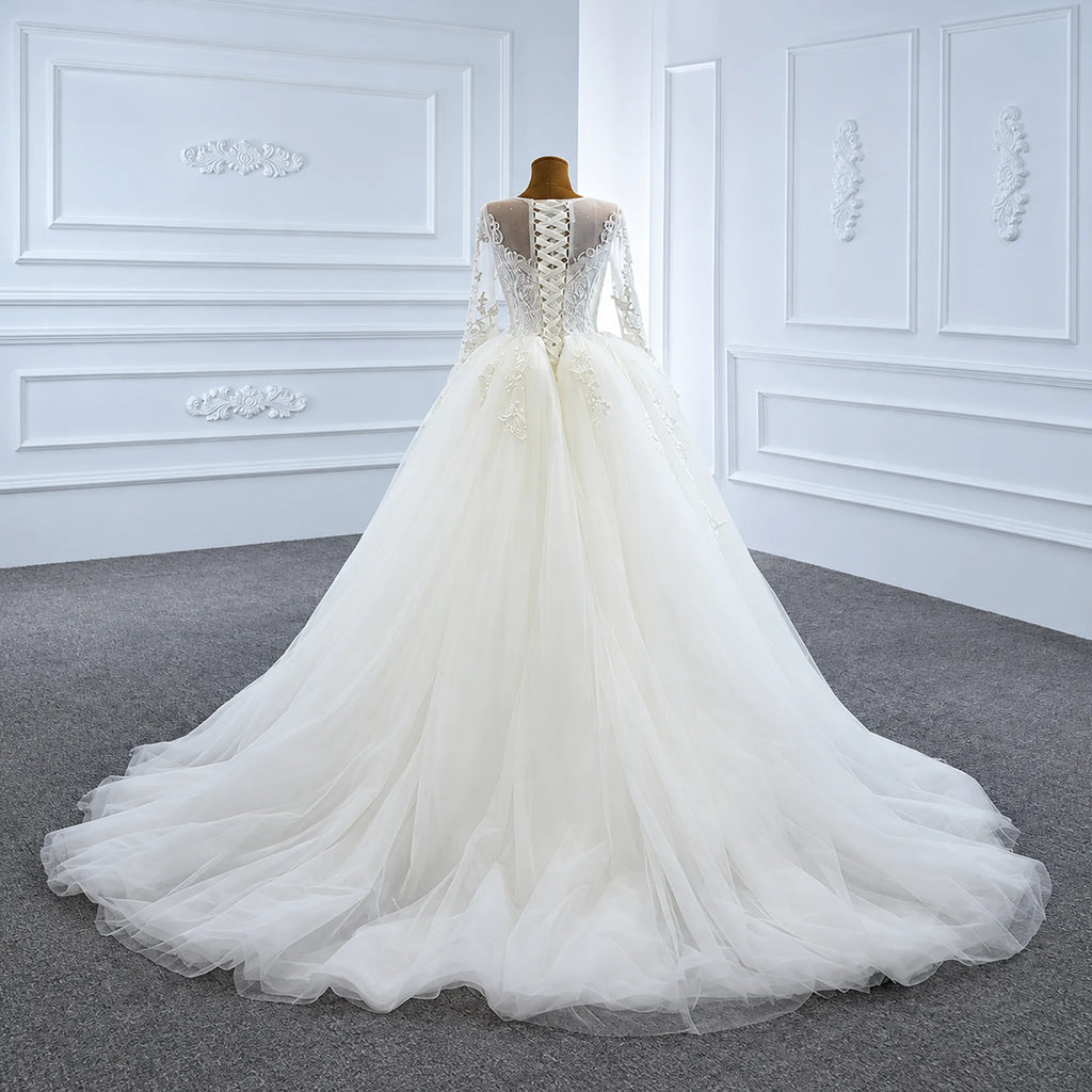 ChicSew Sparkly Mermaid Illusion Ball Gown Wedding Dress With Overskirt