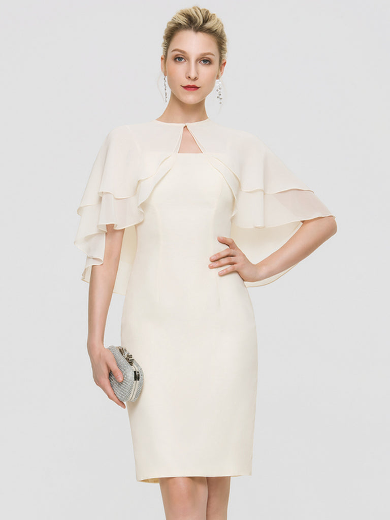 Elegant Chiffon Half Sleeves Off-Shoulder Knee Length Short Mother of The Bride Dresses - ChicSew Elegant Chiffon Half Sleeves Off-Shoulder Knee Length Short Mother of The Bride Dresses - ChicSew