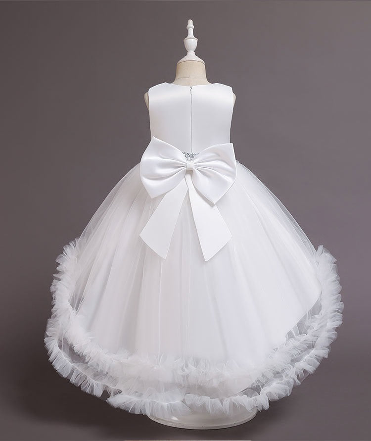 Flower Girls Dress Formal with Roses A-line Tulle Princess Gown for Wedding Kids Guest Dress