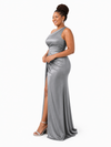 ChicSew Modern One Shoulder Side Slit Ruching Mermaid Soft Satin Floor-Length Bridesmaid Dresses
