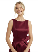 Simple Scoop A-line Side Slit Open Back Satin Long Party Prom Dresses