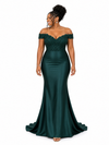 ChicSew Off Shoulder Soft Satin Maxi Mermaid Bridesmaid Dresses With Lace Appliques