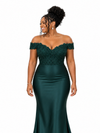 ChicSew Off Shoulder Soft Satin Maxi Mermaid Bridesmaid Dresses With Lace Appliques