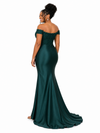 ChicSew Off Shoulder Soft Satin Maxi Mermaid Bridesmaid Dresses With Lace Appliques