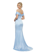 Elegant Cold Shoulder Mermaid Beaded Satin Long Evening Prom Dresses
