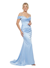 Elegant Cold Shoulder Mermaid Beaded Satin Long Evening Prom Dresses