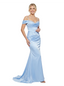 Elegant Cold Shoulder Mermaid Beaded Satin Long Evening Prom Dresses